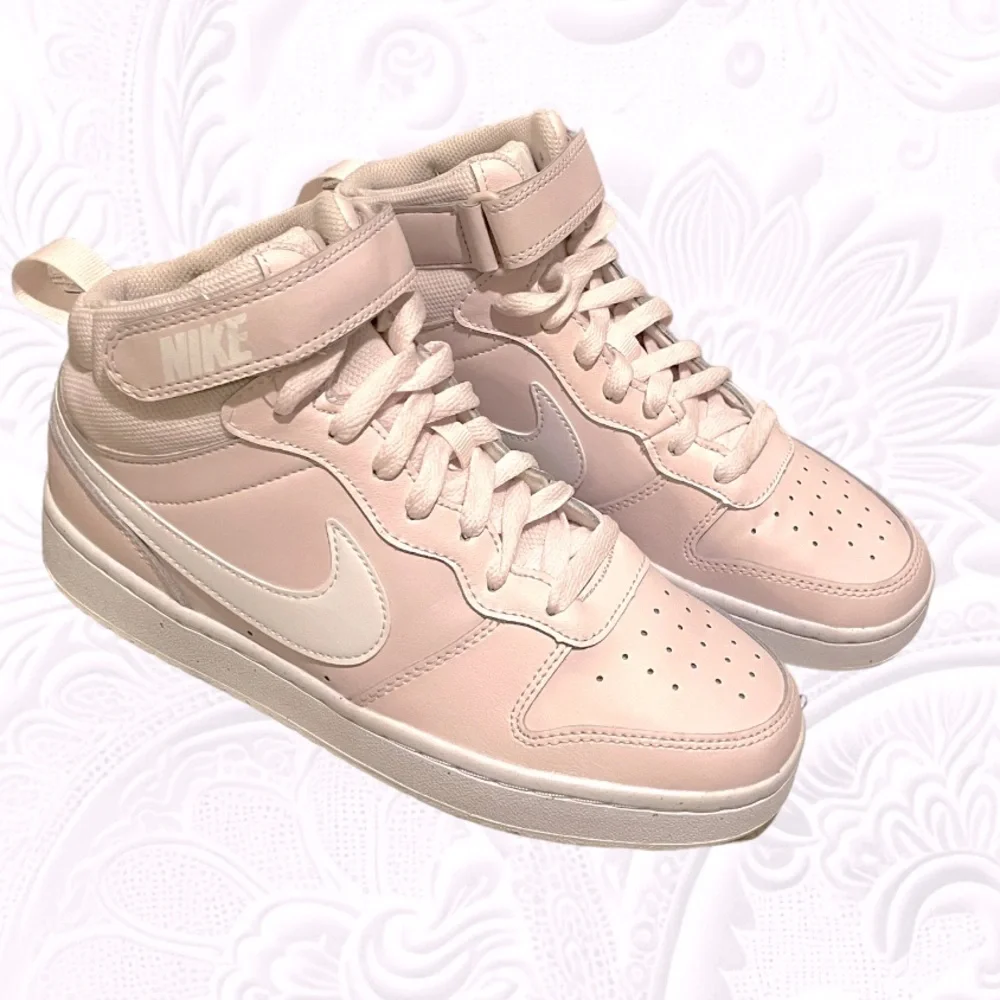 Nike Court Borough Mid 2 Pearl Pink & White Youth Big Kid 7 Brand New - Picture 8 of 9